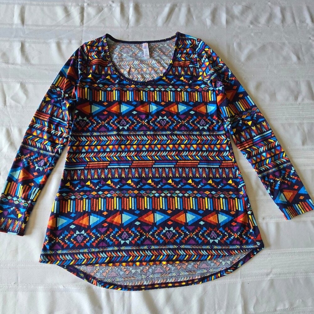 Size Small LULAROE Blue Multi print Long Pull Over